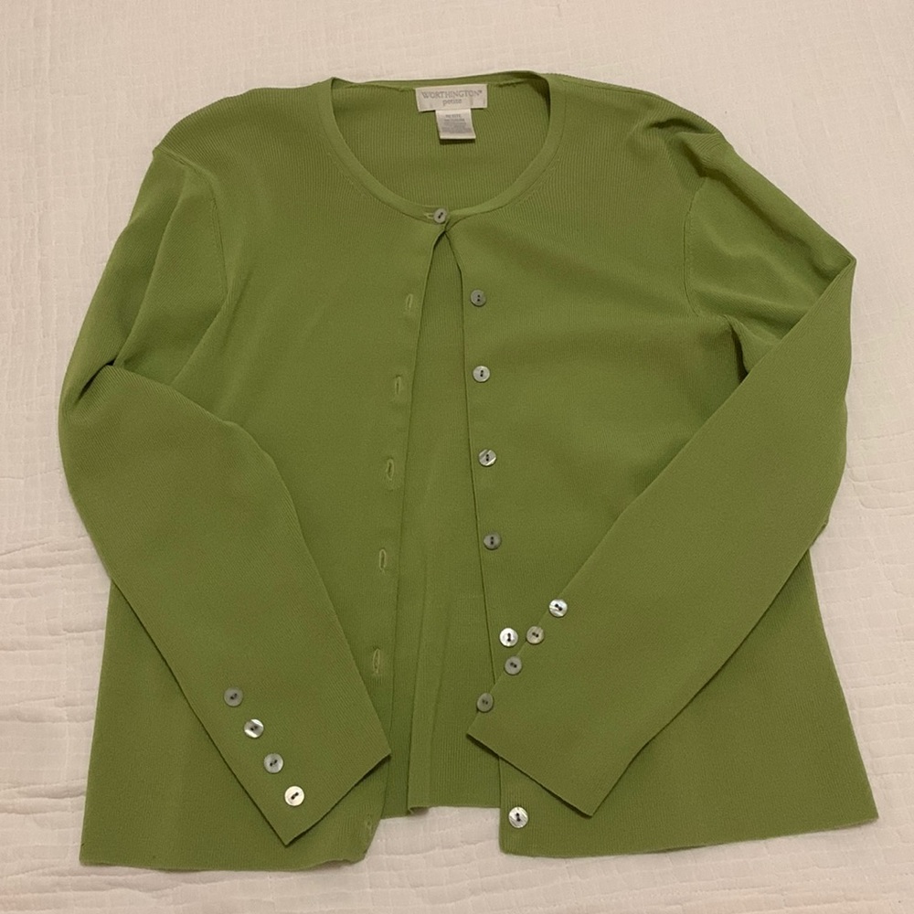 Green knit cardigan
